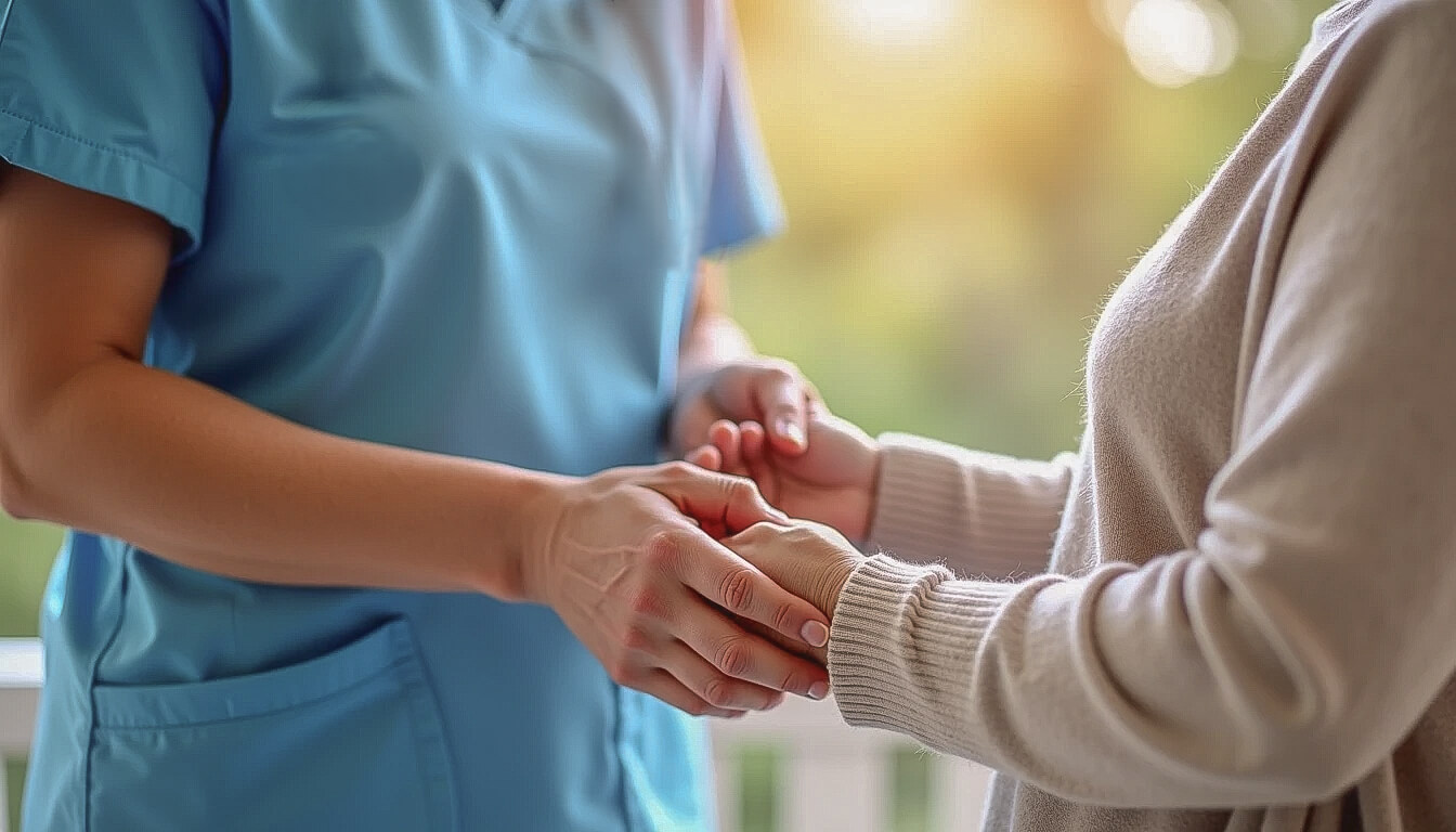 Caregiver and Client Holding Hands