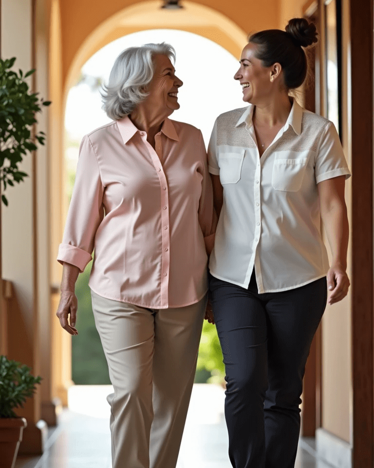 Female home care provider conducting respite and companion care for a female client