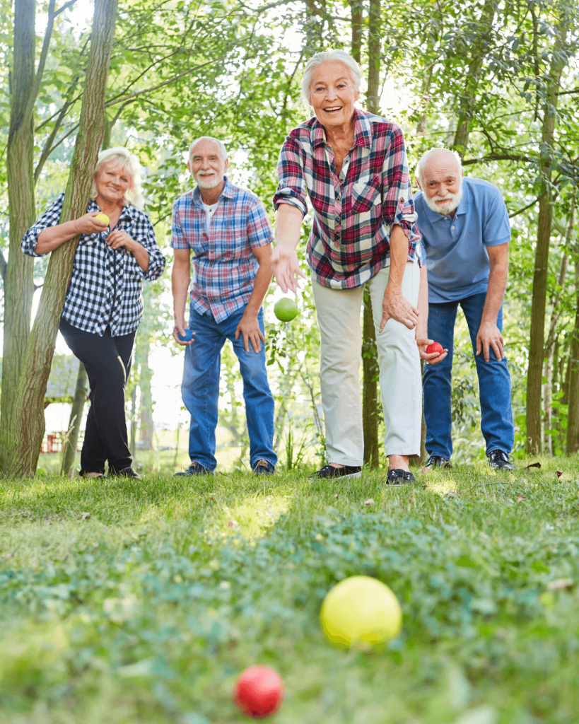 Active Seniors playing botchy ball.